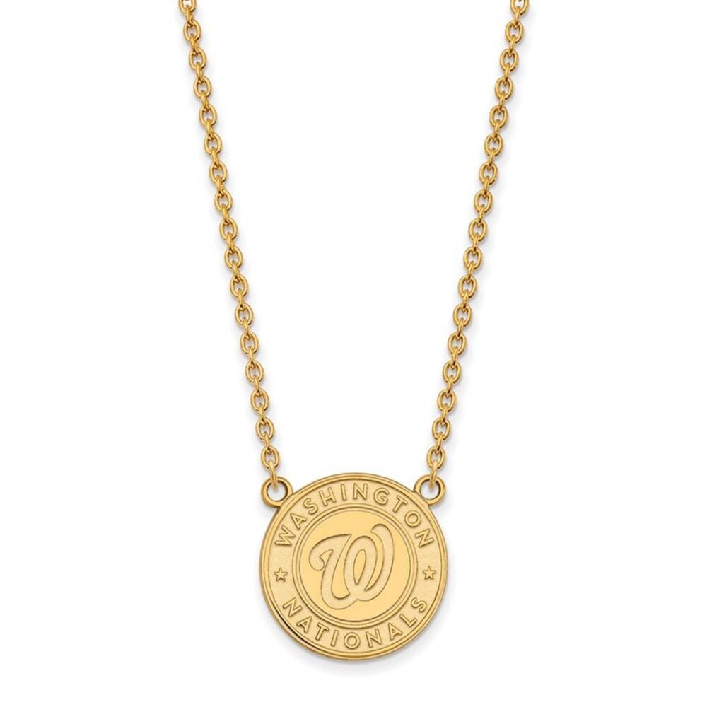 14K Yellow Gold MLB Washington Nationals LG Script Logo Necklace 18 In